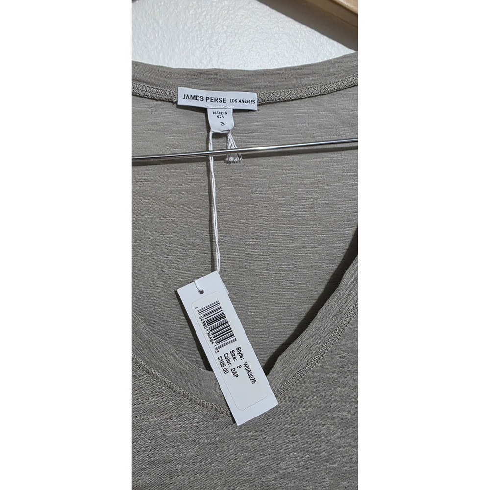 NWT 2pc James Perse Cotton Linen Long Sleeve Women Shirt Top 3 Gray Black Staple - Picture 6 of 12